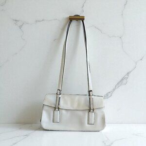 HYPE Vintage y2k White Leather Double Strap Shoulder Bag